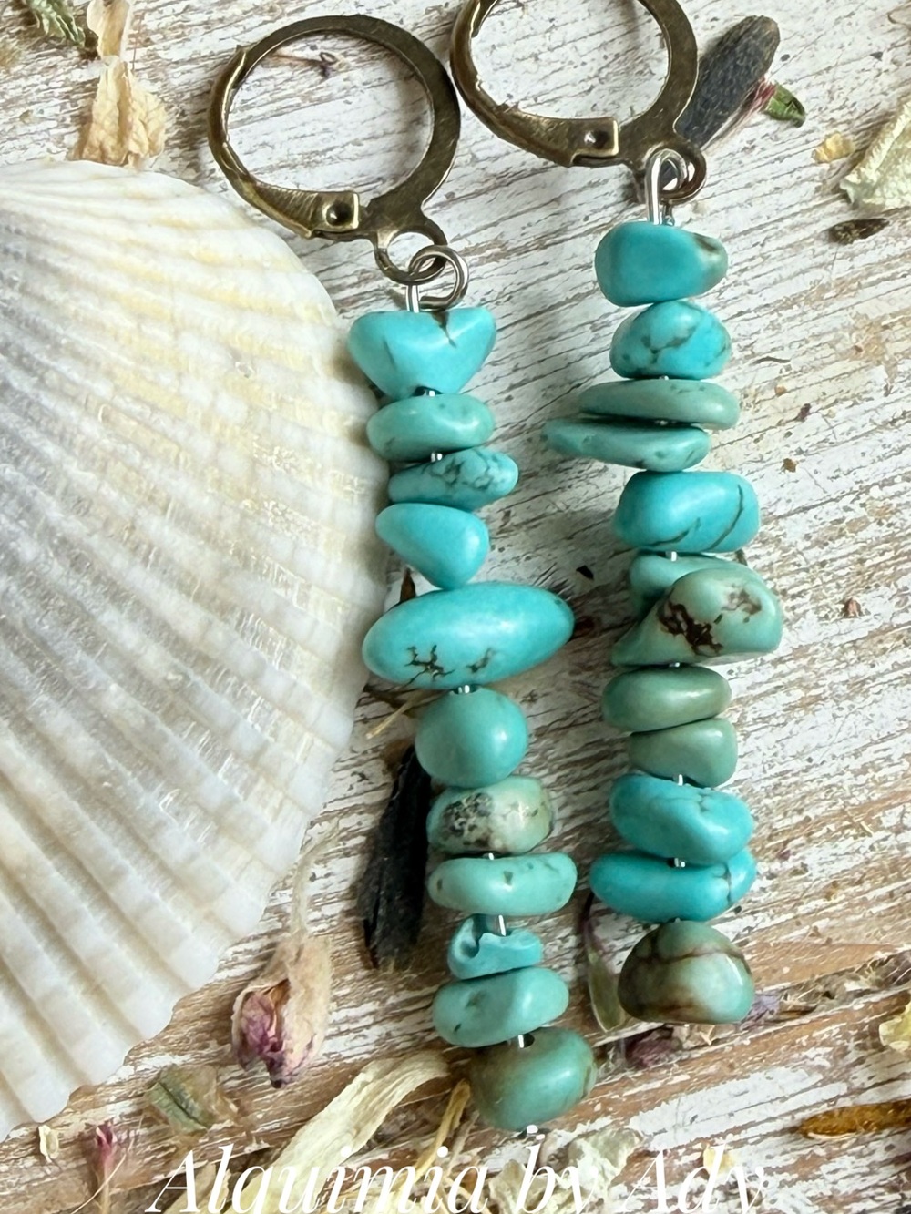 Fall Turquoise Stack Drop Earrings - Picture 1 of 4